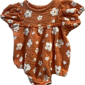 Orange Floral Baby Romper